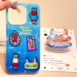 比奇堡居民 旋轉水桶氣囊支架 小魚 適用於iPhone16 15 14 13 12 Pro Max 手機殼 全包光面硬殼