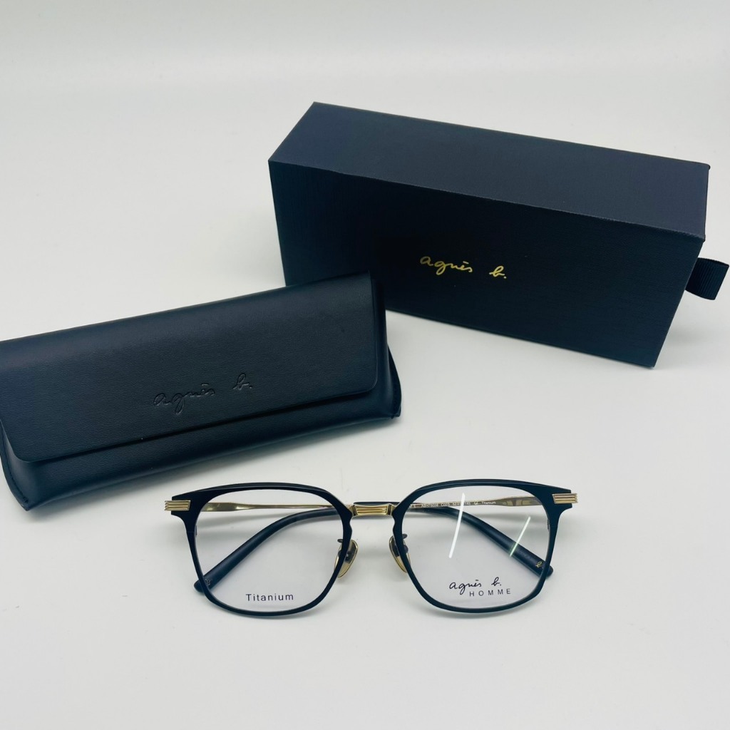 ✅💕 小b現貨 💕[檸檬眼鏡] agnes b. AB75038 C02光學眼鏡 法國經典品牌 鈦金屬黑框 絕對正品