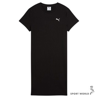 Puma 短袖上衣 女裝 長版 連身裙 黑【運動世界】68502201