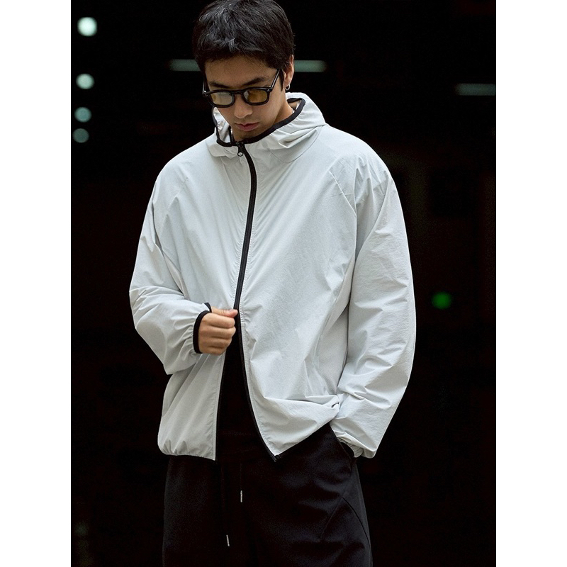 <輪廓商行> TANOXI 25SS 輕量涼感防曬連帽外套 防曬外套 風衣外套 復古 休閒 寬鬆透氣 抗UV 戶外 運動