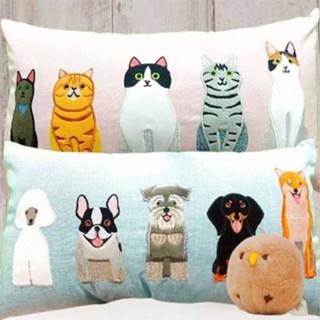 COSTCO 好市多 Sutton Place 刺繡動物款長方形抱枕 刺繡 貓咪 小狗 動物抱枕 35公分 60公分