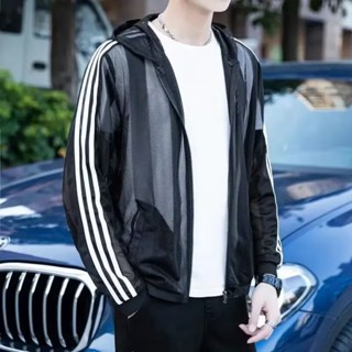 防曬外套 夏季新款鏤空 防曬衣 男士連帽風衣薄款夏季 防曬服 潮短款防曬衫外套 外套 薄外套 男生外套 防曬衣 薄外套
