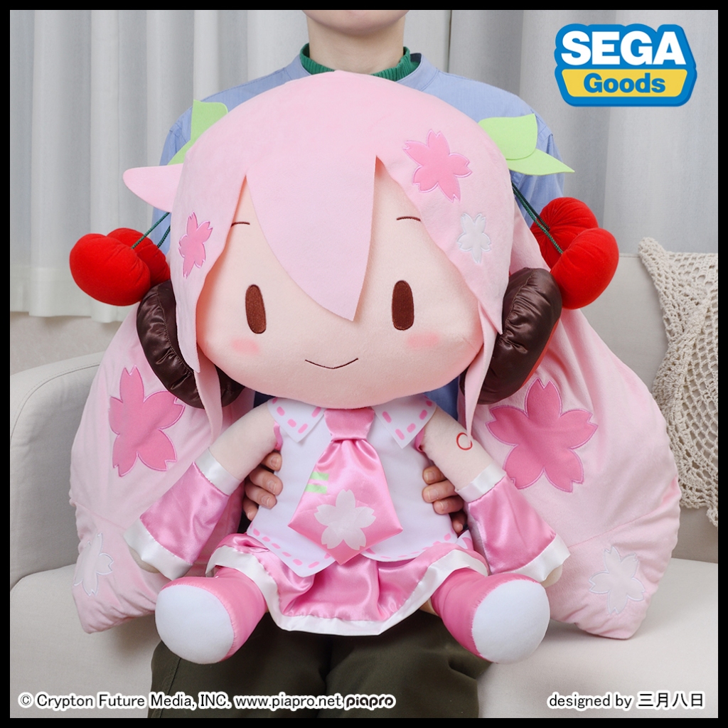 █Mine公仔█日版 SEGA 初音未來 Miku 櫻初音 櫻未來 超巨大坐姿娃娃 軟軟 50cm 布偶 玩偶 BIG