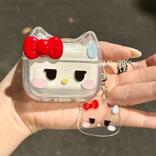無語 KT貓 凱蒂貓 貓耳朵適用於Airpods Pro2保護套1/2/3/4代耳機殼 蘋果無線藍牙耳機收納盒 防摔軟殼