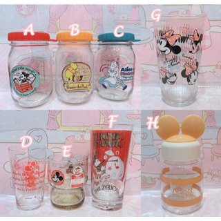 ♥小花花日本精品♥ 現貨 迪士尼 米奇 愛麗絲 小熊維尼 玻璃杯 透明杯 玻璃罐 小物罐 保鮮罐 飲料杯 水杯~8