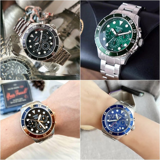 FOSSIL經典水鬼風格款 三眼計時 鋼錶 46MM 【Watch On-line Store 】