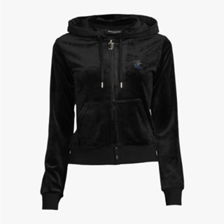 Juicy Couture Robertson系列 藍色漸層水鑽字圖樣 天鵝絨 連帽衫外套-全新正品