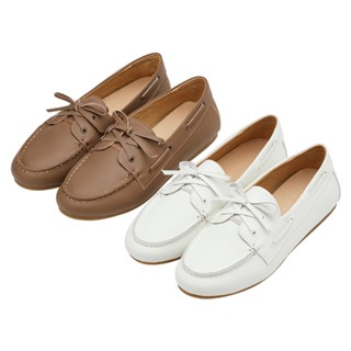 【Grace Gift】莫卡辛 真皮鞋【精品簡約柔感休閒平底莫卡辛鞋】2色 35-41號 通勤 面試 樂福鞋