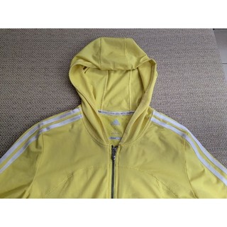 adidas Clima Cool 黃色連帽運動外套 女生慢跑外套 M號