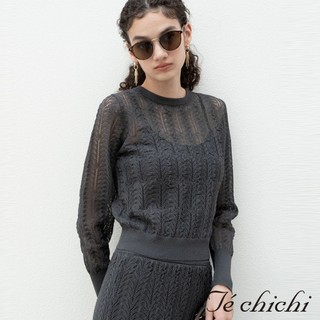 Te chichi 氣質蕾絲編織感微透短版上衣(0F000579310)