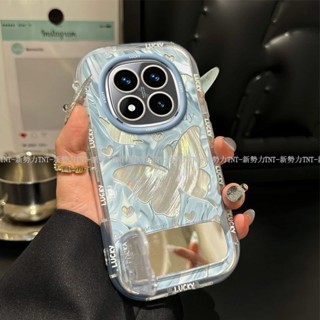 羽紗蝴蝶 鏡子支架 redmi 紅米 Note 14 Pro+ 5G 手機保護殼 全包 紅米 note14pro 手機殼