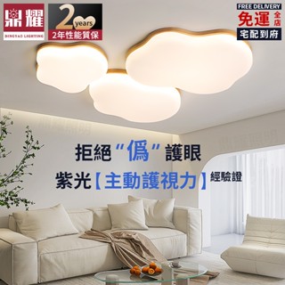 【鼎耀照明】110V客廳吸頂燈 原木雲朵吸頂燈 雲朵燈 原木燈具 護眼客廳燈 led 無極調光 客廳燈具
