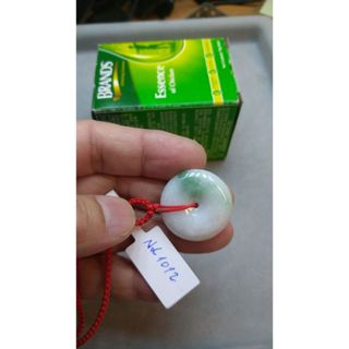 NL1012-糯冰白月光飄綠平安扣中國結項鍊-天然緬甸翡翠A貨-保真