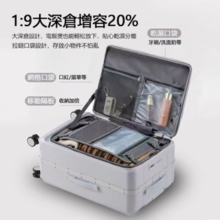 【熱銷爆款】‍🔥新款1:9側開口行李箱多功能鋁框旅行箱可擴充套件大容量拉桿箱登機箱託運箱乾濕分離手機支架杯架USB雙充電萬向