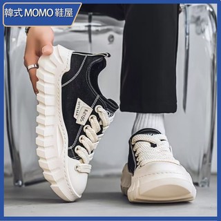 韓式MOMO鞋屋 運動鞋男 帆布鞋男 夏季透氣厚底防滑帆布鞋 厚底增高5cm 百搭休閒鞋 男生小白鞋 運動鞋 輕便鞋