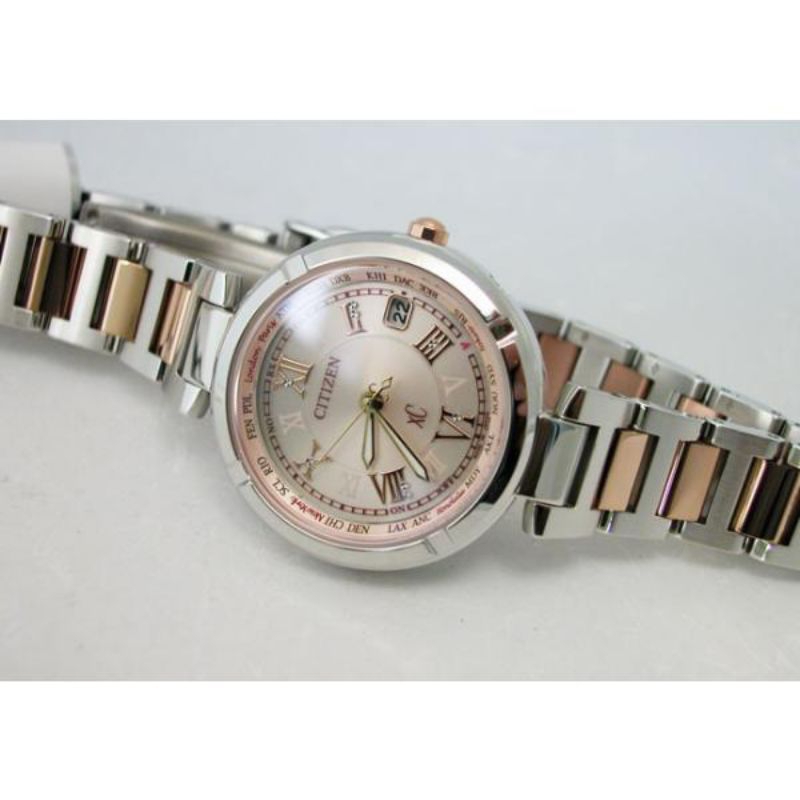 citizen xC EC1114-51W光動能5局電波女錶（錶況新）全鈦合金輕盈 自動校時萬年曆無日差