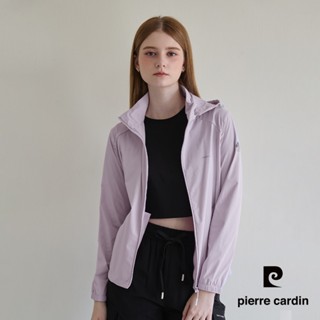 【pierre cardin 皮爾卡登】女款 涼感透氣防曬抗UV彈力可拆式連帽夾克外套-淺紫色 (6257691-22)