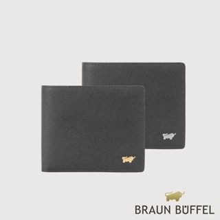 【BRAUN BUFFEL 德國小金牛】臺灣總代理 尚恩A 4卡零錢袋皮夾-黑色/BF354-315-BK