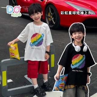 DO Kids童裝 臺灣現貨-韓系彩虹星球短袖上衣 男童裝 女童裝 春夏新品 兒童 小童 中大童 T恤 休閒 寬鬆 圓領
