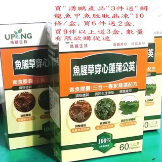 湧鵬生技 魚腥草 穿心蓮 蒲公英 素食膠囊 (黃金鐵三草配方)60顆/盒~買3盒以上送鱘龍魚甲魚晶凍