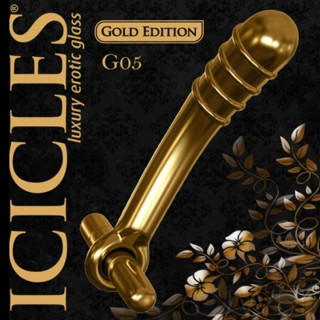 ●送清潔粉●美國進口PIPEDREAM．ICICLES冰晶玻璃奢華金系列-震動螺紋按摩棒-G05