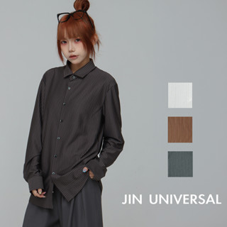 【JIN】JIN UNIVERSAL 網眼排汗 直條紋襯衫 涼感長袖上衣