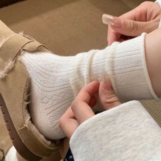 臺灣現貨快速出❤️ 白色瑪莉珍 透氣 中筒堆堆襪 中筒襪 薄款 搭皮鞋 娃娃鞋 女襪 襪子 學生襪