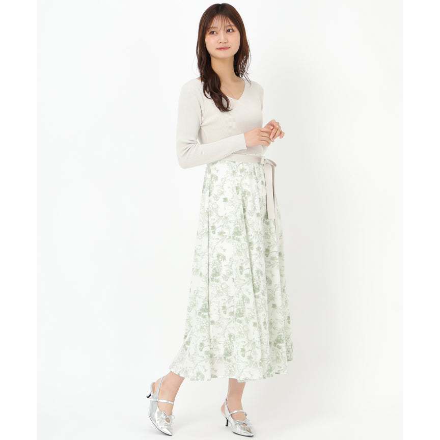 MISCH MASCH 復古交叉領碎花拼接連身裙 (MM517405