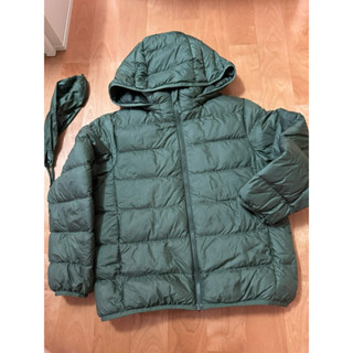 Uniqlo可拆帽輕羽絨可收納綠色外套130