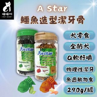 🐱喵喵叫🐱 A Star 鱷魚造型潔牙骨 290g罐裝 天然草本/起司鮭魚 Q彈好嚼 潔牙棒 潔牙骨