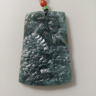 玉貴人…天然大塊美景 山水牌老藍水翡翠玉墜項鍊，特價