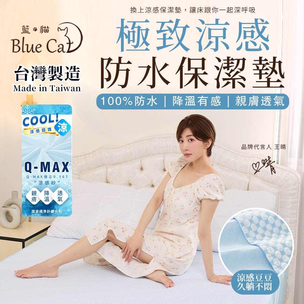 【藍貓BlueCat】超涼感100%防水保潔墊 功能型保潔墊 涼感保潔墊 防水涼感床包