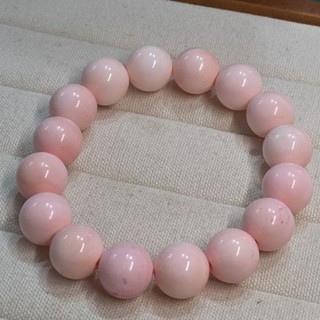 水晶玉石特賣❤天然 進口粉紅硨磲女王貝女皇貝手鍊12mm+ 手珠手鍊DIY串珠隔珠項鍊#A474
