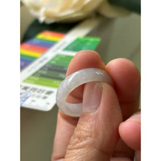 內徑19，國際戒圍16，H655，玉到愛，瑪瑙底冰白翡翠戒指（戒圈），附陸證，完美無紋，保證緬甸玉A貨翡翠