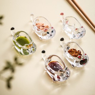 水晶 玻璃 透明 兩用碟 可愛 卡通 造型 醬油碟 醬料碟 筷架 筷子託 沾醬碟 沾水碟 小碟子 筷枕 擺件 顏料碟