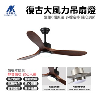 【Future Tech】 吊扇燈 變頻風扇燈 全光譜光源 高顯色指數 風扇燈 變頻電扇燈 美式復古大風力吊扇燈