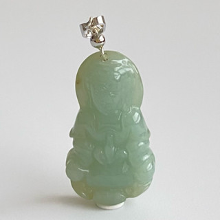 【採霏】天然緬甸玉A貨 翡翠 冰糯種綠色觀世音菩薩玉墜（附贈：扣頭）