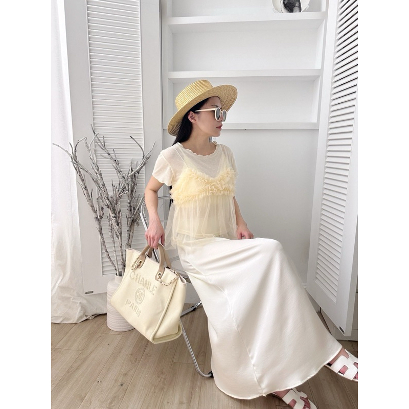 Maqi_doll現貨｜🇰🇷正韓質感百搭軟緞面長裙 ✈️正韓服飾 ootd正韓 設計感女裝 正韓女裝 涼感長裙 防曬長裙