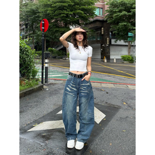 【SEMPLICITA】韓國 結構 接骨 牛仔 彎刀褲 牛仔褲 長褲 錐形 寬版 男女皆可