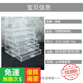 【5A品質】三層ins桌麵抽屜式收納盒學生書桌透明置物架化妝品文具整理神器 嚴選