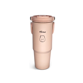 【日本Hirone】316不鏽鋼手提雙飲保溫杯900ml(櫻花色) DG1015D10003