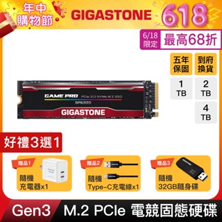 【GIGASTONE】電競固態硬碟M.2 PCIe 3.0 內接式SSD 4T/2T/1T｜NVMe Gen3/1TB