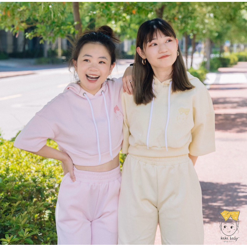 【hahababy】 短版帽T短褲套裝 多款可選