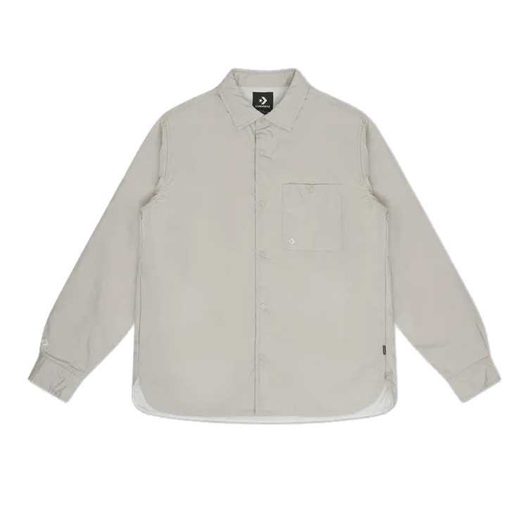 CONVERSE 男款長袖外套 夾克外套 保暖 寬鬆版 Oversize 灰色-10028455-A01