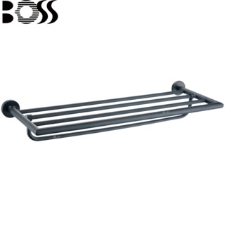 BOSS 消光黑 304不鏽鋼 22010 雙層置物架 寬63cm 304不銹鋼 霧黑 毛巾置衣架 臺灣製造