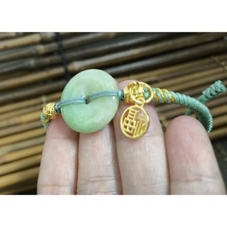 【禾賢行】天然翡翠.緬甸玉.淺黃加綠翡翠平安扣手鍊/平安圓滿/設計款/手鏈.SH024123103710