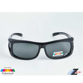 Z-POLS 新一代頂級PC級Polarized寶麗來偏光抗UV400包覆式太陽眼鏡 亮面黑(高規鏡片套鏡)