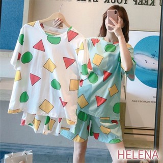 【Helena】蠟筆小新睡衣 小新睡衣 蠟筆小新 卡通睡衣 居家服 長袖長褲 短袖短褲 女生睡衣 睡衣套裝【A156】
