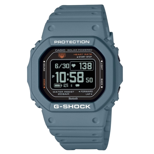 【CASIO 卡西歐】G-SHOCK 心率偵測 藍牙太陽能電力 湖水藍 經典運動系列 DW-H5600-2_44.5mm