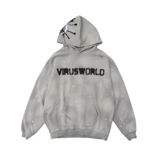 〖OPO SELECT〗VIRUSWORLD 災害戰損水鑽連帽衛衣 穿搭 時尚 純棉 帽踢